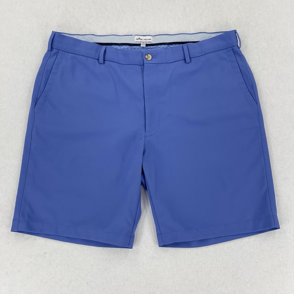 Peter Millar Crown Sport Salem Shorts Mens 38 Blue Performance Golf Chino Preppy